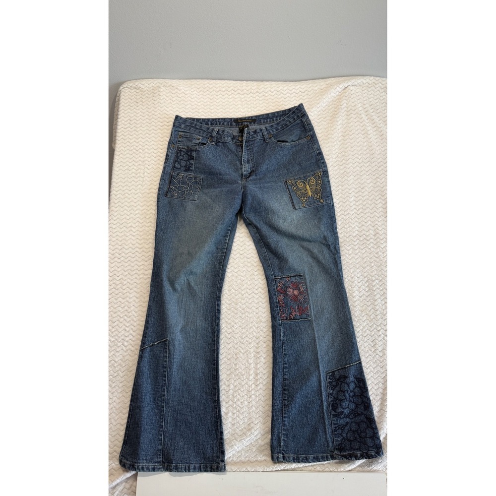 Mary-Kate and Ashley Vintage Y2K Patchwork Butterfly Flare Jeans Size 15 4350953